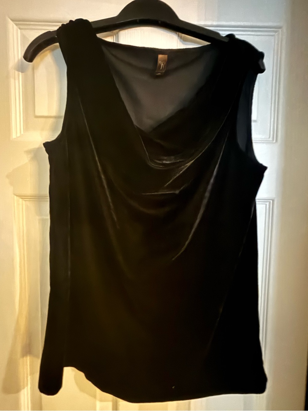 Jessica Black Velvet Cowl Drape Neck Sleeveless Top